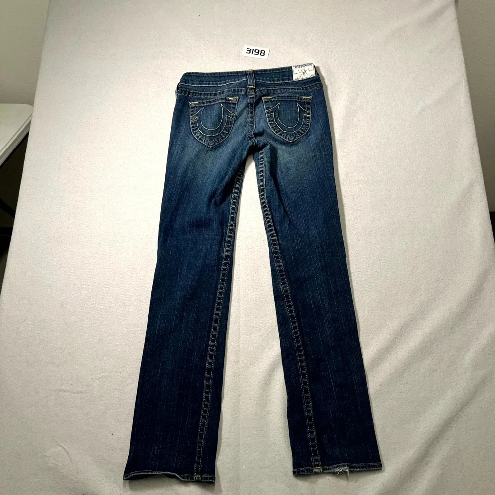 True Religion Johnny Jean Men 31 Blue Denim Stretch Medium Wash Straight Outdoor